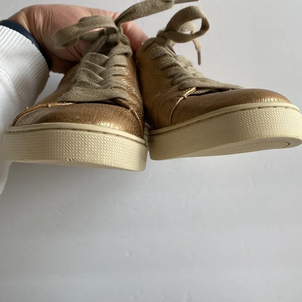 Frye Ivy lace up low top rose gold leather shoes sneakers Sz 8.5